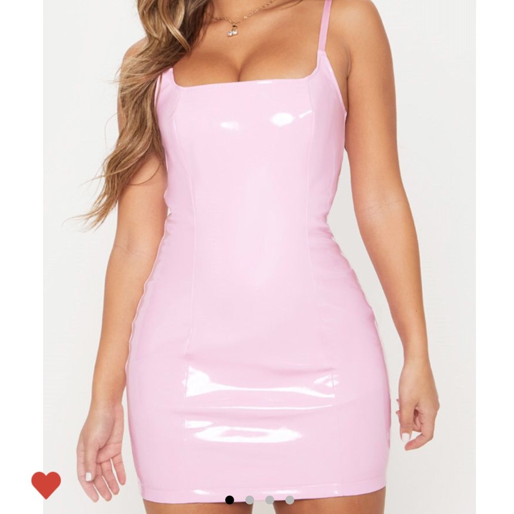 Baby pink vinyl bodycon dress